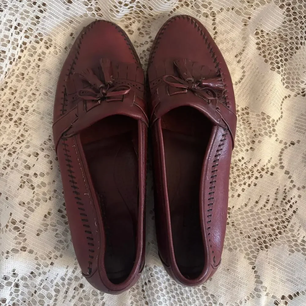 Johnston & Murphy Men's US 11 M Burgundy Leather Kiltie Tassel Loafers